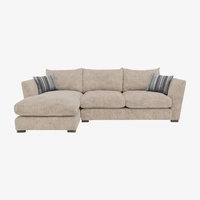 Furniture Village Nautical Large 3 Seater Classic Back Chaise Sofa - Cream