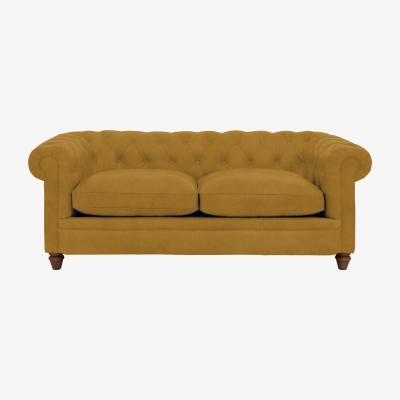 Furniture Village Alexander and James - Chesterfield Collection Ralph 3 Seater Fabric Sofa - Tumeric - Dark Feet