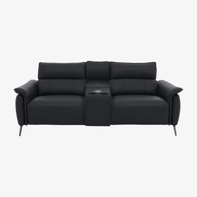 Furniture Village Jude 3 Seater Leather Power Recliner Sofa with Smart Console Unit and Power Telescopic Headrests - Lavender Grey