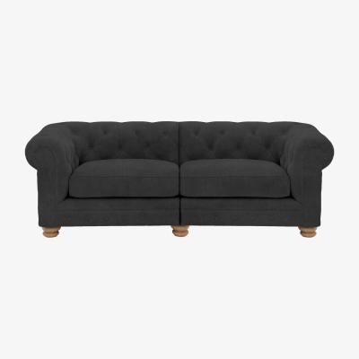 Furniture Village Alexander and James - Chesterfield Collection Hugo 3 Seater Split Frame Fabric Sofa - Boot - Oak Feet