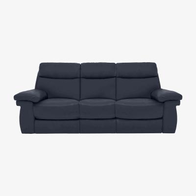 Furniture Village Comfort Story - Serene 3 Seater Leather Power Recliner Sofa with Headrests and Power Lumbar - Navy