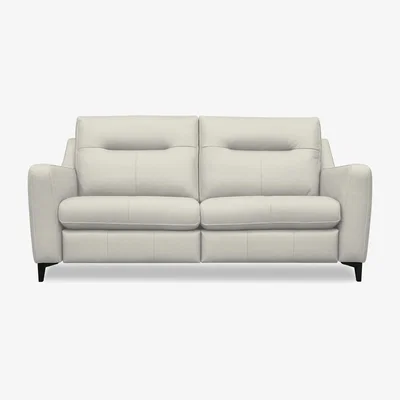 Furniture Village G Plan - Arlo 3 Seater Leather Sofa - No Recliner - Light Grey with Ebony Feet