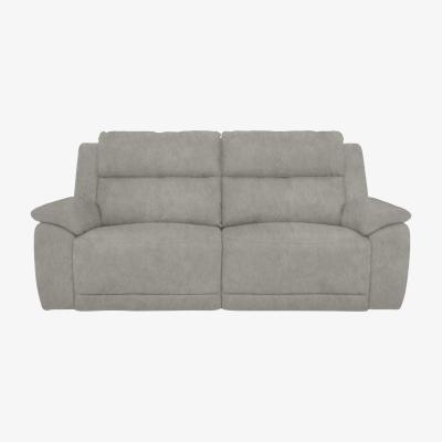 Furniture Village Utah 3 Seater Fabric Power Recliner Sofa with Headrests and Power Lumbar - Light Grey