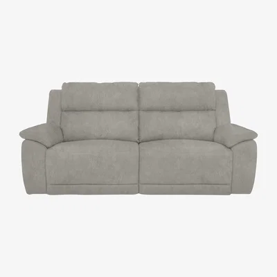 Furniture Village Utah 3 Seater Fabric Power Recliner Sofa with Headrests and Power Lumbar - Light Grey