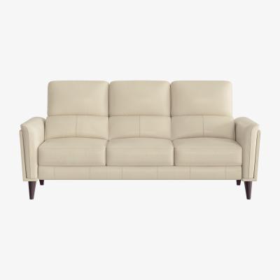 Furniture Village Compact Collection Klein 3 Seater BV Leather Sofa - BV Bisque