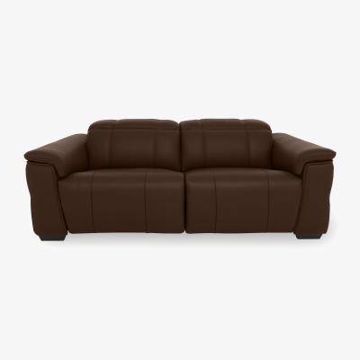 Furniture Village Inca NC Leather 3 Seater Power Recliner Sofa with Power Headrests - Chocolate