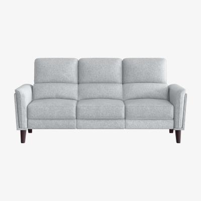 Furniture Village Compact Collection Klein 3 Seater Fabric Power Recliner Sofa with Telescopic Headrests - Frost