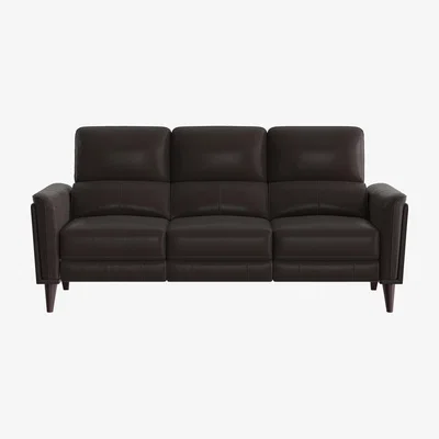 Furniture Village Compact Collection Klein 3 Seater BV Leather Power Recliner Sofa with Telescopic Headrests - Dark Chocolate