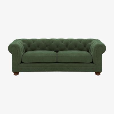 Furniture Village Alexander and James - Chesterfield Collection Hugo 3 Seater Fabric Sofa - Highland Green - Dark Feet