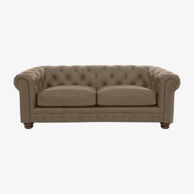 Furniture Village Alexander and James - Chesterfield Collection Hugo 3 Seater Leather Sofa - Case Taupe - Dark Feet