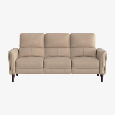 Furniture Village Compact Collection Klein 3 Seater NC Leather Power Recliner Sofa with Telescopic Headrests - NC Pebble