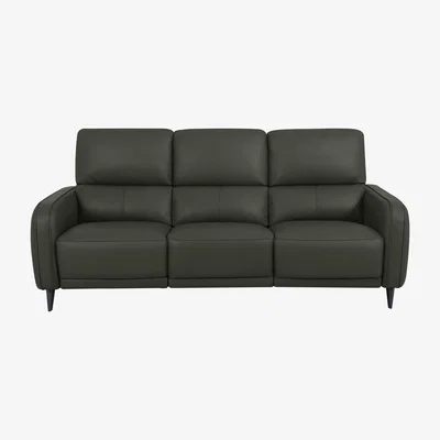 Furniture Village Domicil - Logan 3 Seater Leather Power Recliner Sofa - NN Olive Green