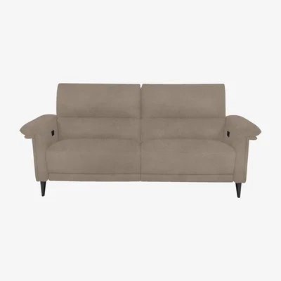 Furniture Village Domicil - Huxley 3 Seater Fabric Power Recliner Sofa with Telescopic Headrests - Light Khaki
