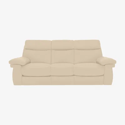 Furniture Village Comfort Story - Serene 3 Seater Leather Power Recliner Sofa with Drop Down Table and Headrests - Bisque