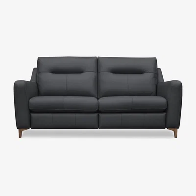 Furniture Village G Plan - Arlo 3 Seater Leather Sofa - No Recliner - Cambridge Pet Blue with Walnut Feet