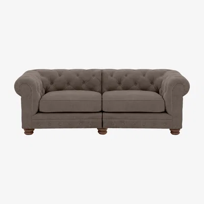 Furniture Village Alexander and James - Chesterfield Collection Hugo 3 Seater Split Frame Fabric Sofa - Wicker - Dark Feet