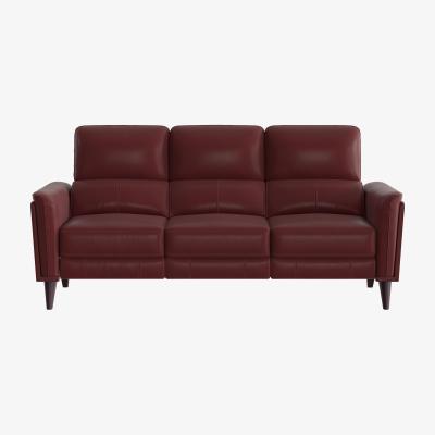 Furniture Village Compact Collection Klein 3 Seater HW Leather Power Recliner Sofa with Telescopic Headrests - Deep Red