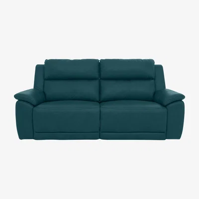 Furniture Village Utah 3 Seater Leather Power Recliner Sofa with Headrests and Power Lumbar - Midnight Jade