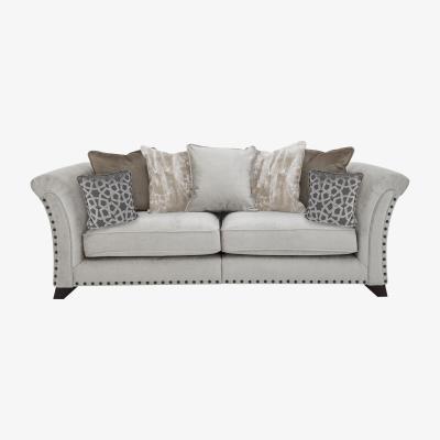 Furniture Village Holly 3 Seater Fabric Pillow Back Sofa With Studs - Grey
