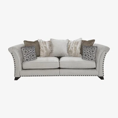 Furniture Village Holly 3 Seater Fabric Pillow Back Sofa With Studs - Grey