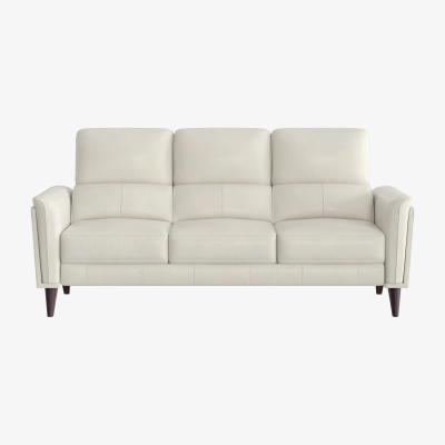 Furniture Village Compact Collection Klein 3 Seater BV Leather Sofa - Frost