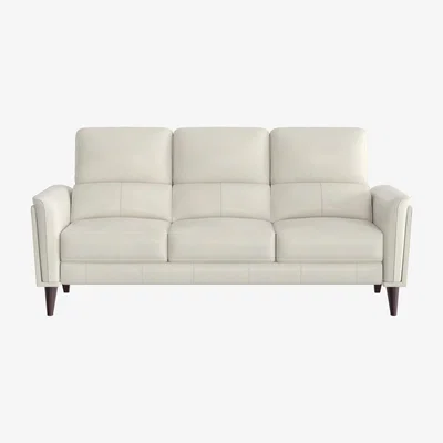Furniture Village Compact Collection Klein 3 Seater BV Leather Sofa - Frost
