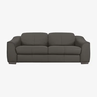 Furniture Village Xavier 3 Seater HW Leather Sofa with Power Recliner - Charcoal Grey