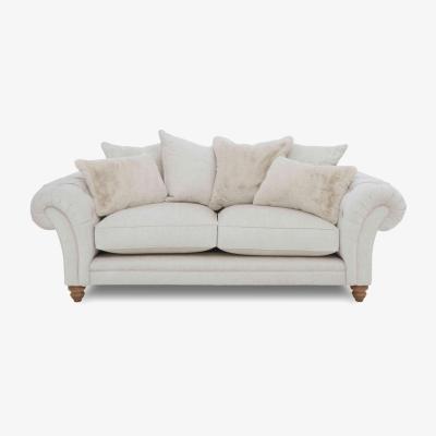 Furniture Village Boutique Collection - Blenheim 3 Seater Scatter Back Sofa with Oak Feet - Darwin Ivory