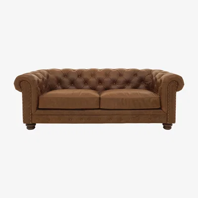 Furniture Village Alexander and James - Camden Collection Brixton 3 Seater Leather Sofa - Brown