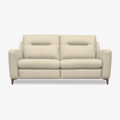 Furniture Village G Plan - Arlo 3 Seater Leather Power Recliner Sofa - Cambridge Stone with Walnut Feet