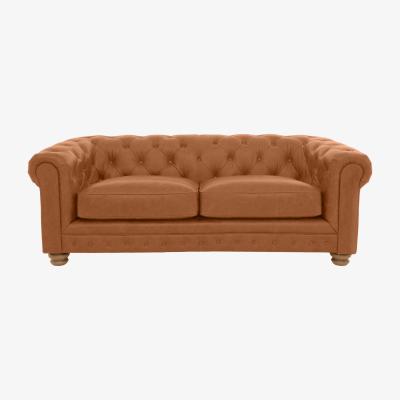 Furniture Village Alexander and James - Chesterfield Collection Hugo 3 Seater Leather Sofa - Original - Oak Feet