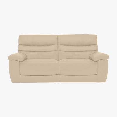 Furniture Village Comfort Story - Nimbus 3 Seater Leather Power Recliner Sofa with Headrests and Power Lumbar - Bisque