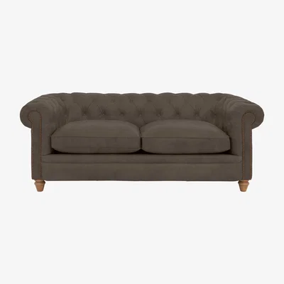 Furniture Village Alexander and James - Chesterfield Collection Ralph 3 Seater Fabric Sofa - Discovery with Studs - Oak Feet