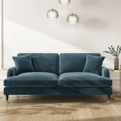 Furniture123 Petrol Blue Velvet 3 Seater Sofa - Payton
