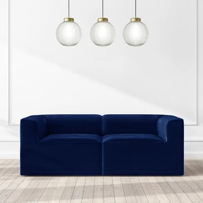 Furniture123 Navy Velvet 3 Seater Modular Sofa - Hendrix
