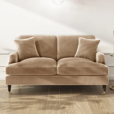 Furniture123 Beige Velvet 2 Seater Sofa - Payton