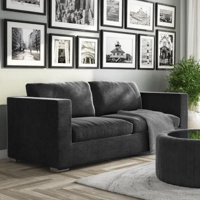 Furniture123 Clara 3 Seater Sofa in Dark Grey Velvet