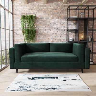 Furniture123 Green Velvet 3 Seater Sofa in a Box - Frankie