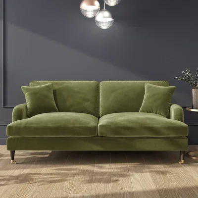 Furniture123 Olive Green Velvet 3 Seater Sofa - Payton