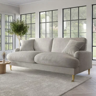 Furniture123 Beige Fabric 3 Seater Sofa- Payton Premium