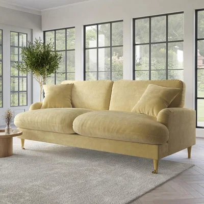 Furniture123 Yellow Fabric 3 Seater Sofa - Payton Premium