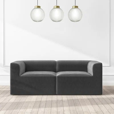Furniture123 Grey Velvet 3 Seater Modular Sofa - Hendrix