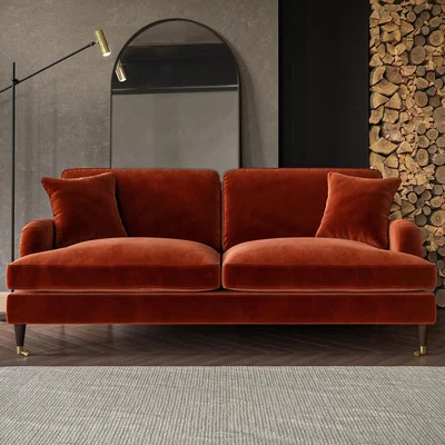 Furniture123 Burnt Orange Velvet 3 Seater Sofa - Payton