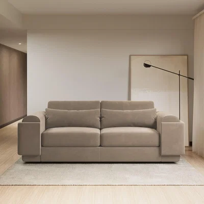 Furniture123 Curved Mink Velvet 3 Seater Sofa - Elvi