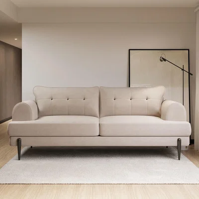 Furniture123 Beige Fabric 3 Seater Sofa - Rosie