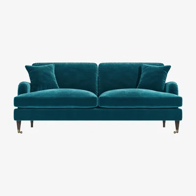 Furniture123 Teal Blue Velvet 3 Seater Sofa - Payton