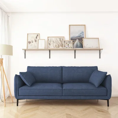 Furniture123 Blue 3 Seater Cord Fabric Sofa - Maeve