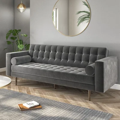 Furniture123 Grey Velvet 3 Seater Sofa - Elba