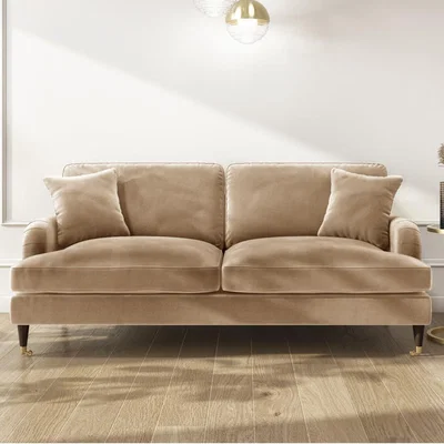 Furniture123 Beige Velvet 3 Seater Sofa - Payton