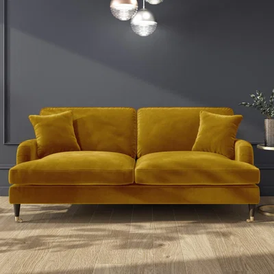 Furniture123 Mustard Yellow Velvet 3 Seater Sofa - Payton